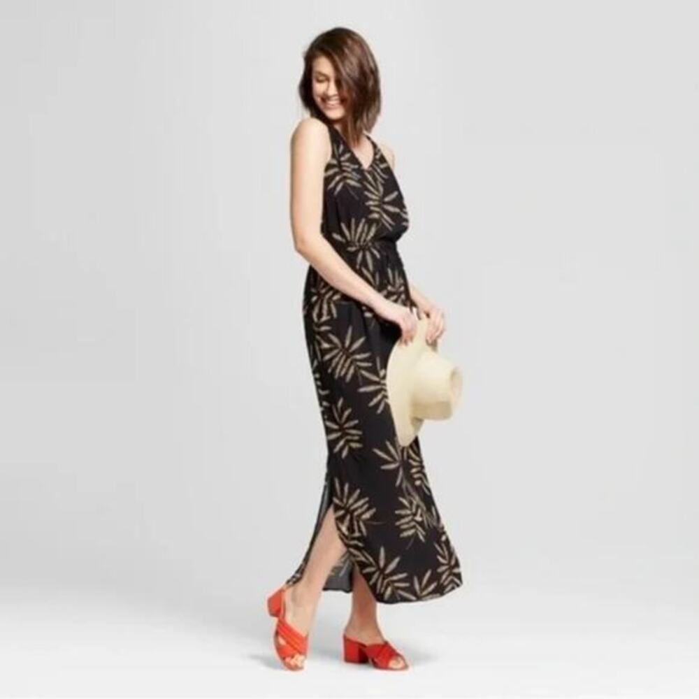 A New Day Black Palm Leaf Maxi Dress - XS